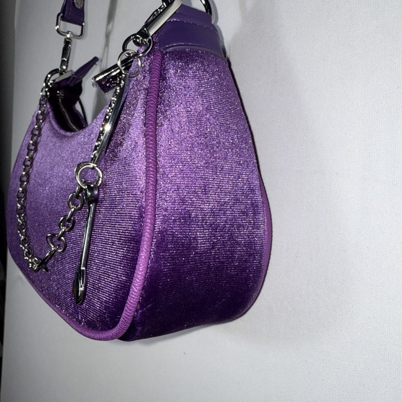 Purple Velvet Von Dutch Shoulder Bag Purse Y2K Retro Style NWT - Picture 3 of 10